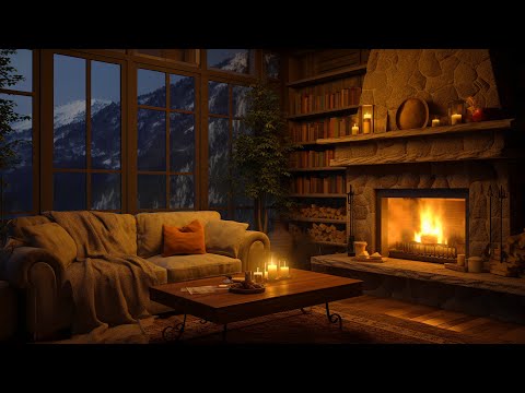 Cozy Cabin Ambience with Gentle Night Rain 💧 Rain &amp; Fireplace Sounds for Relax, Study &amp; Work 📕