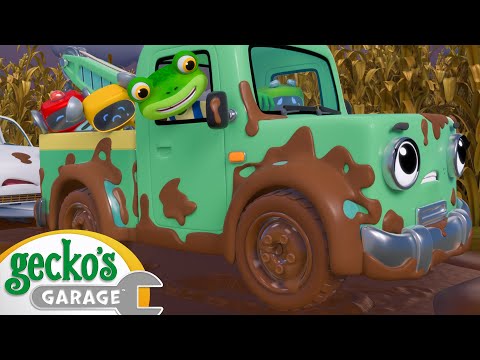 Muddy Maze Mission | Monster Truck| Animal for Kids | Truck and Bus Cartoon | Gecko's Garage