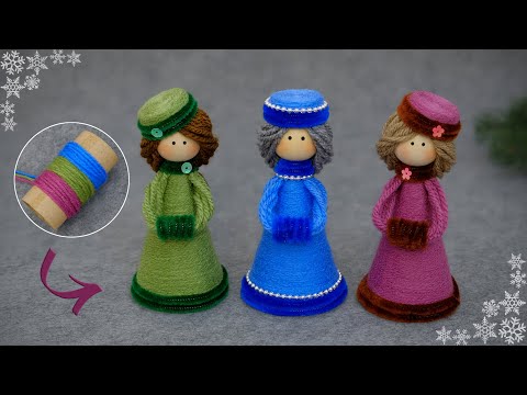 Great gift for Christmas❄️Wonderful young Ladies made from yarn and toilet paper rolls🧶I love them😍