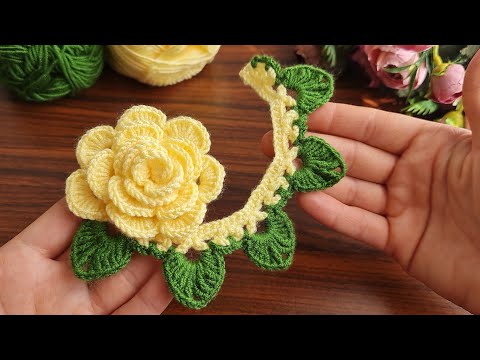 3D⚡Wow Amazing 💯👌 Super very easy crochet rose flower motif making for beginners