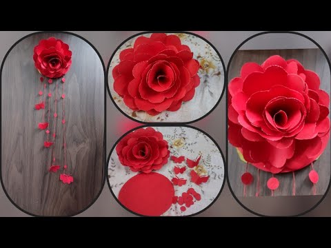 Rose Wall Hanging Craft || Wall Decor Craft Idea || Paper Rose Flower Craft