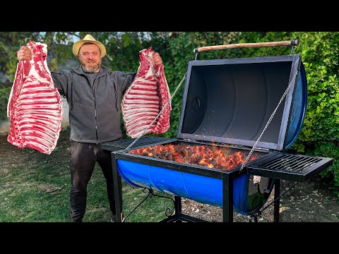 Fried Ribs in a Homemade Barrel Grill! The Best Barbecue in Nature