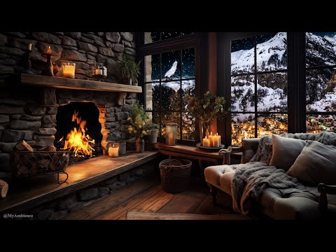 🔥Winter Ambience - Embrace the Serenity with Snowfall and  Fireplace Sounds for Sleep, Relaxation