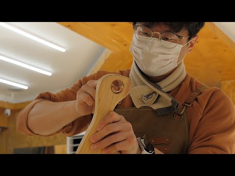 ▶The process of making a wooden cutting board - Korean woodworking shop with a small yard