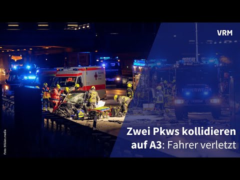 Zwei Pkws kollidieren auf A3 - beide Fahrer schwer verletzt