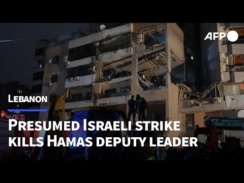 Aftermath of presumed Israeli strike that killed Hamas deputy leader | AFP