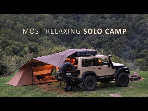 Relaxing SOLO Camping with Rain Forest Mountain views [ gloomy weather, cosy shelter, rain ASMR ]