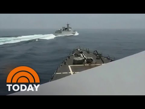 Video shows Chinese warship crossing path of US Navy destroyer