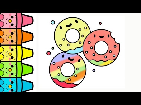 How to draw cute &amp;quot;Doughnuts&amp;quot;?? Easy to draw for Kid's??Drawing, Coloring, Painting for Kid's&amp;hearts;️