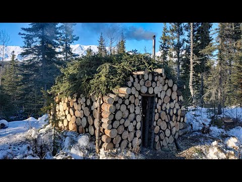 Building &amp; Camping in a Bushcraft Log Cabin in the Alaskan Bush