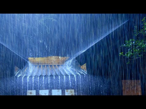 Solve Insomnia and Sleep Well in 3 Minutes with Heavy Rain and Thunder on the Roof at Night