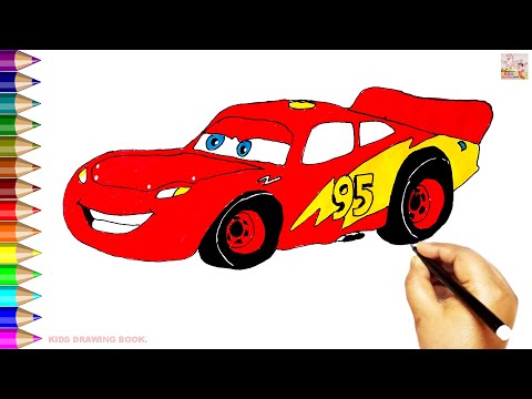 HOW TO DRAW EASY LIGHTNING MCQUEEN FROM CARS CARTOON STEP BY STEP ! KIDS DRAWING BOOK