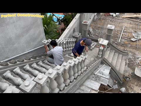 Construction Techniques For Installing Outdoor Stair Railings Using Precast Concrete Bars