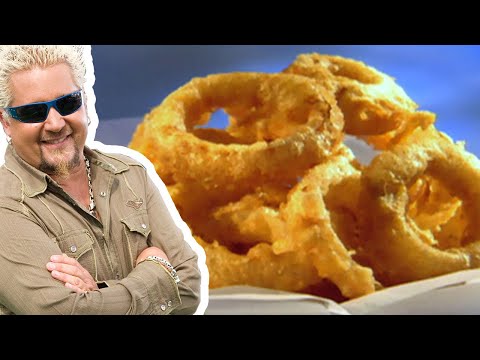 Guy Fieri Makes Beer Battered Onion Rings | Guy's Big Bite | Food Network