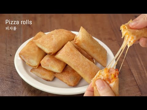 [SUB] Deep-Fry Pizza Rolls :: How to make super simple pizza :: Pizza Egg Rolls :: No oven Pizza
