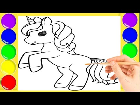 how to draw unicorn||easy drawing and colouring for kids and toddlers