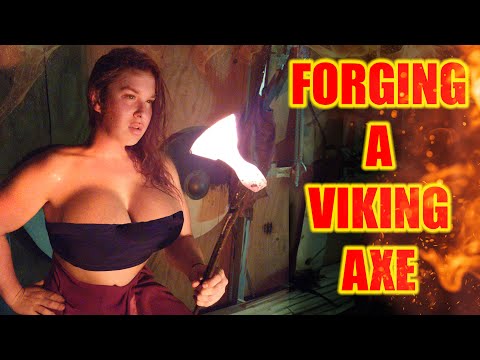 Hand forging a Damascus Viking Axe