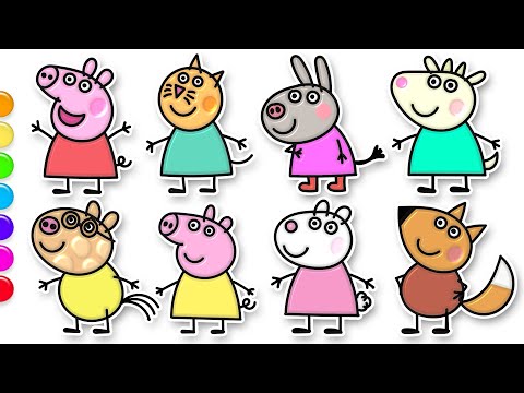 Peppa Pig and Friends 🐷👭💐💛🧡🙂 Drawing and Coloring How to Draw Video for Kids