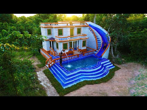 [Full Video]Build Most Creative Modern Mud Villa With Water Slide Park &amp; Underground Swimming Pool