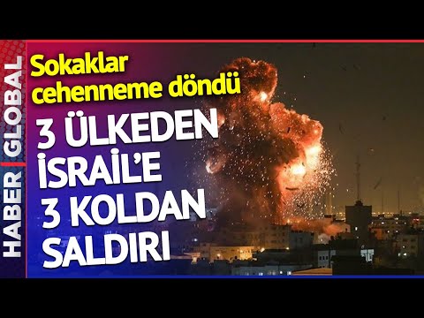 İsrail'e 3 Koldan Saldırı! F&uuml;ze ve İHA'larla Vurdular! Sokaklar Cehenneme D&ouml;nd&uuml;