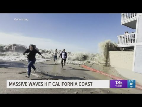 Massive waves pound California coast