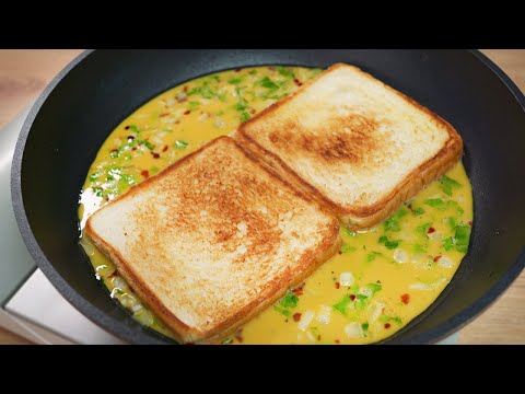 Breakfast Egg Sandwich! Super Crispy and Quick One Pan Egg Toast Recipe