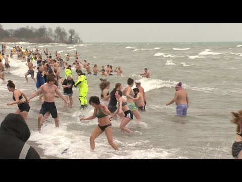 Hundreds take leap into Lake Michigan for annual 'Polar Bear Plunge'