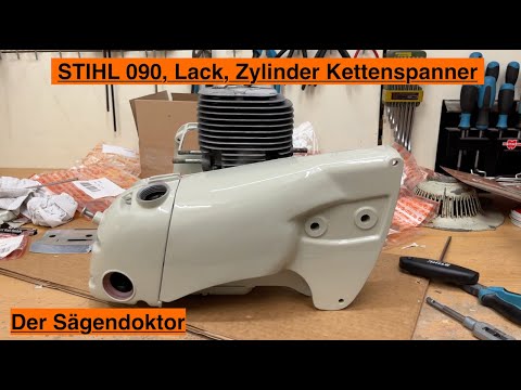 STIHL 090 restauration Teil 6 Zylinder &amp; Kettenspanner montieren 