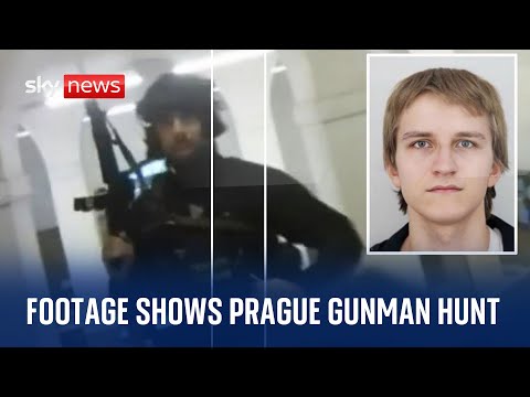 Prague shooting: Police release bodycam footage of search for gunman