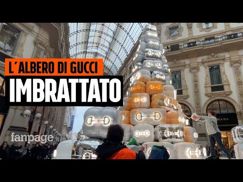 Albero di Gucci imbrattato da Ultima Generazione: &quot;No al lusso, s&igrave; ai fondi per l&rsquo;ambiente&rdquo;