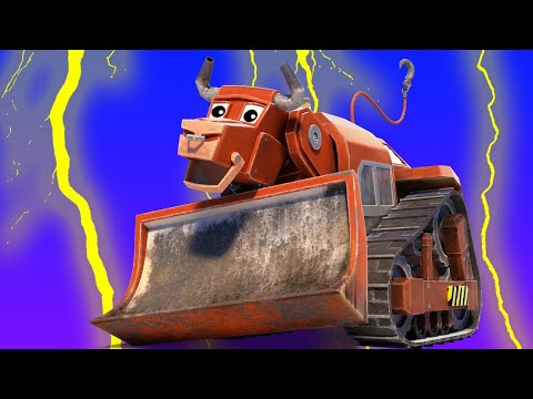 AnimaCars - The BULL BULLDOZER  is scared of the storm - kids cartoons with trucks &amp;amp; animals