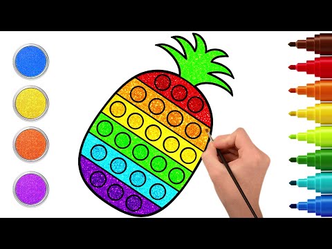 Pop It Pineapple Drawing - How To Draw | Easy Drawing and Coloring for Kids | Chiki Doodle