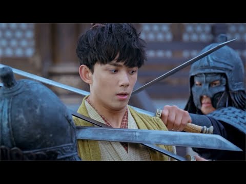 Kung Fu Film! The young man by a knife to his throat turns out to be a hidden martial arts master!