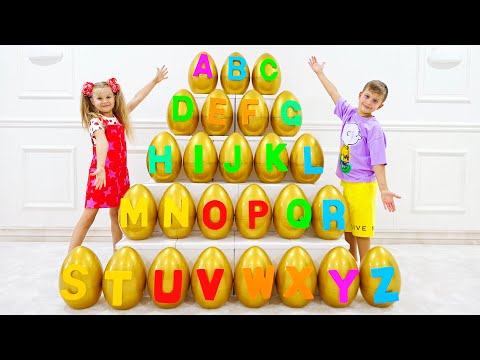 Diana and Roma English Alphabet with Surprise Eggs | ABC