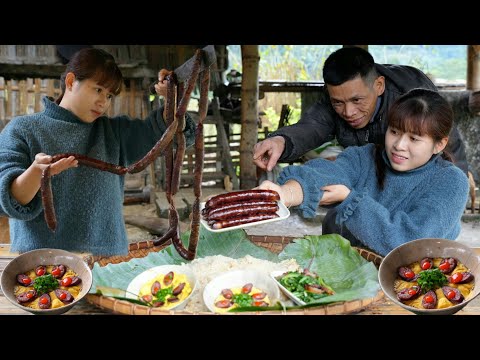 The happiest thing is to enjoy what Ly and her father made (smoked meat) | Cooking