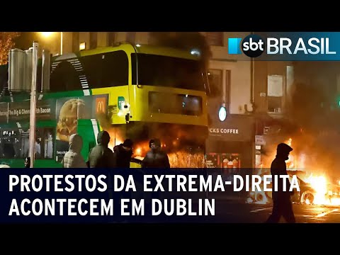 Imigrantes que vivem na Irlanda s&amp;atilde;o atacados por extremistas em Dublin | SBT Brasil (24/11/23)