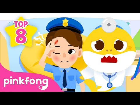 [TOP 8] OUCH! 🩹 The Police Officer 👮🏼&zwj;♀️  is hurt + More | Baby Shark's Hospital Play  | Pinkfong