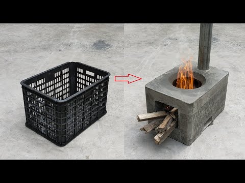 Great, the idea of making smoke free wood stoves from cement and plastic baskets