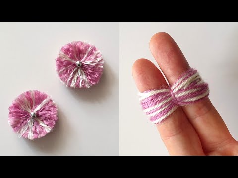 Puff Pom Pom Flower Making🤗Hand Embroidery Flower Making Trick✅DIY Wool Craft