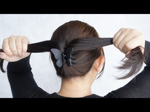 Easy Bun Hairstyle With Butterfly Claw Clip - Small Clutcher Juda Hairstyle For Medium Hair