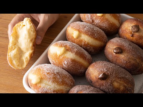 Custard Cream Donuts（Vanilla &amp; Chocolate）｜HidaMari Cooking